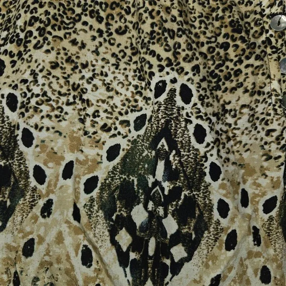 Fig & Flower Animal Print Blouse Women's XL 3/4 Sleeve Bubble Hem Anthropologie - Picture 4 of 9